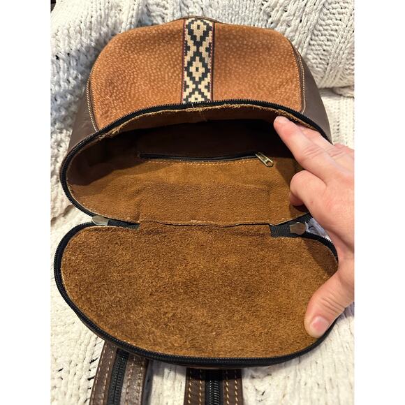 Vintage Leather Backpack Shoulder Bag Rucksack Convertible Western Cowboy Rustic main image 11